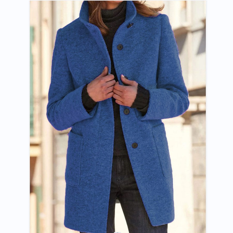 Willbach – Retro Frauen-Windjacke mit Knöpfen und Stehkragen