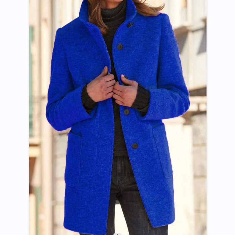 Willbach – Retro Frauen-Windjacke mit Knöpfen und Stehkragen