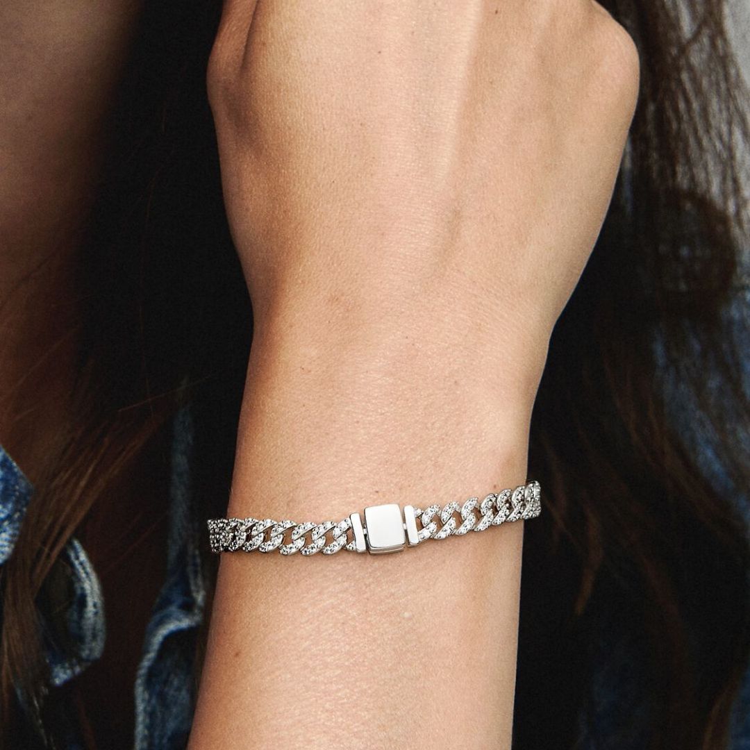 Kubisches Moissanit Armband im Cuban-Stil