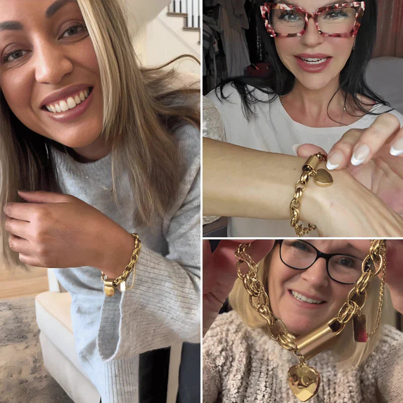 Massives Herzarmband in Gold