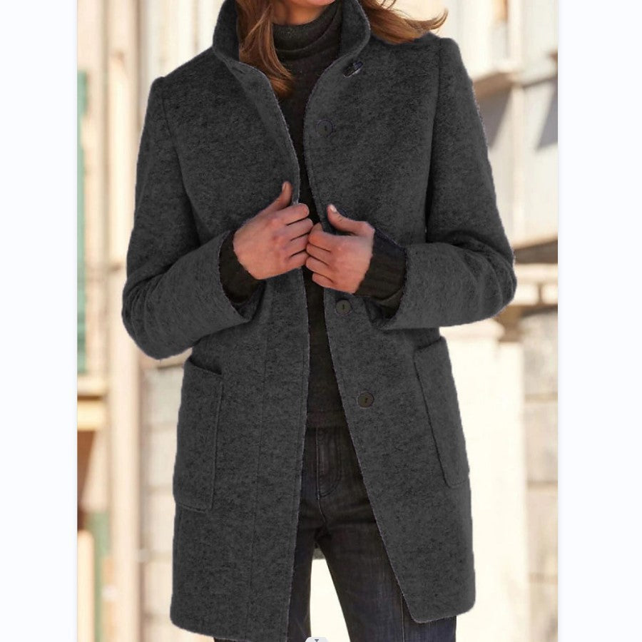 Willbach – Retro Frauen-Windjacke mit Knöpfen und Stehkragen