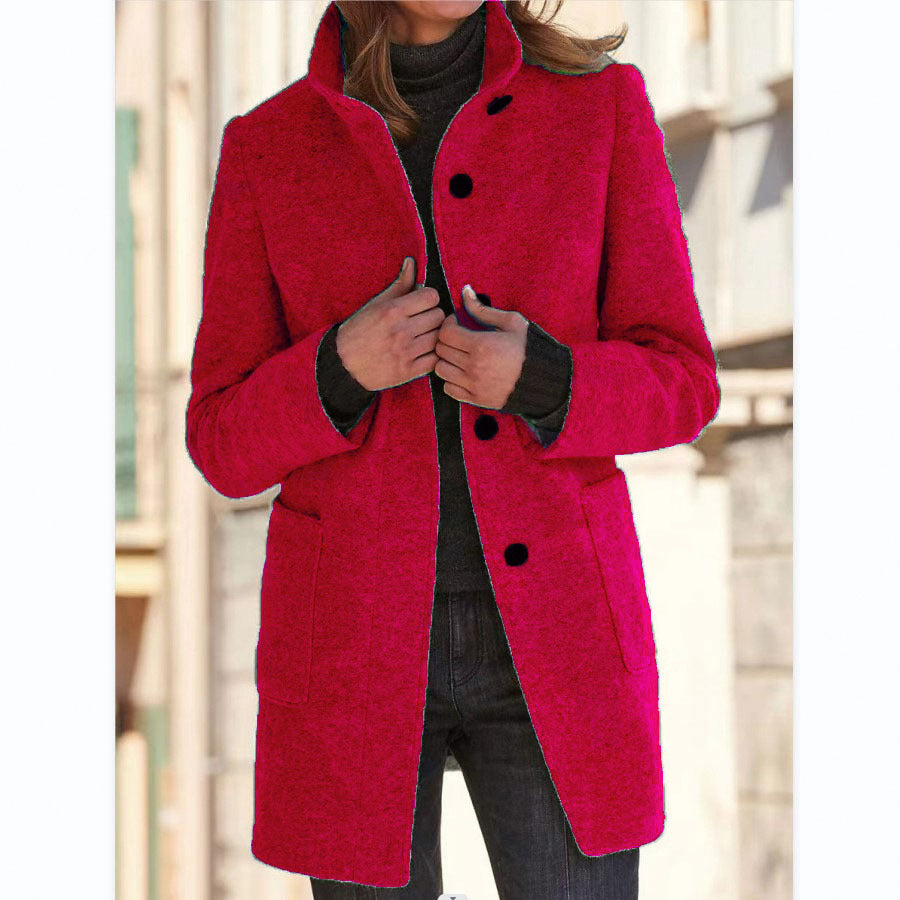 Willbach – Retro Frauen-Windjacke mit Knöpfen und Stehkragen