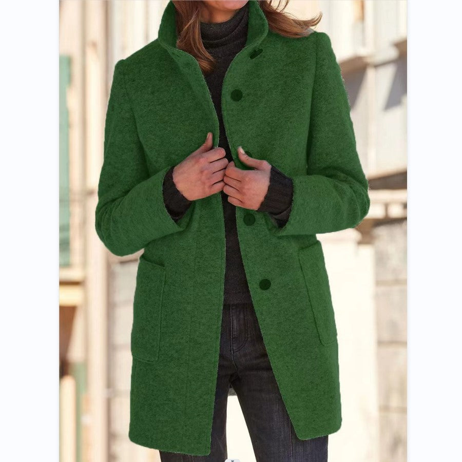 Willbach – Retro Frauen-Windjacke mit Knöpfen und Stehkragen