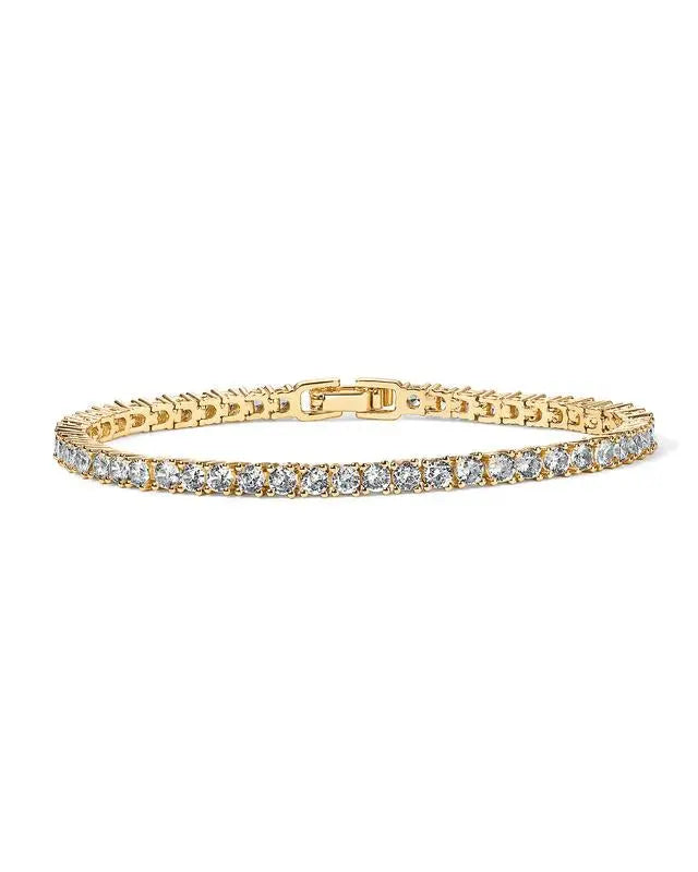Goldenes Tennisarmband mit funkelnden Kristallen