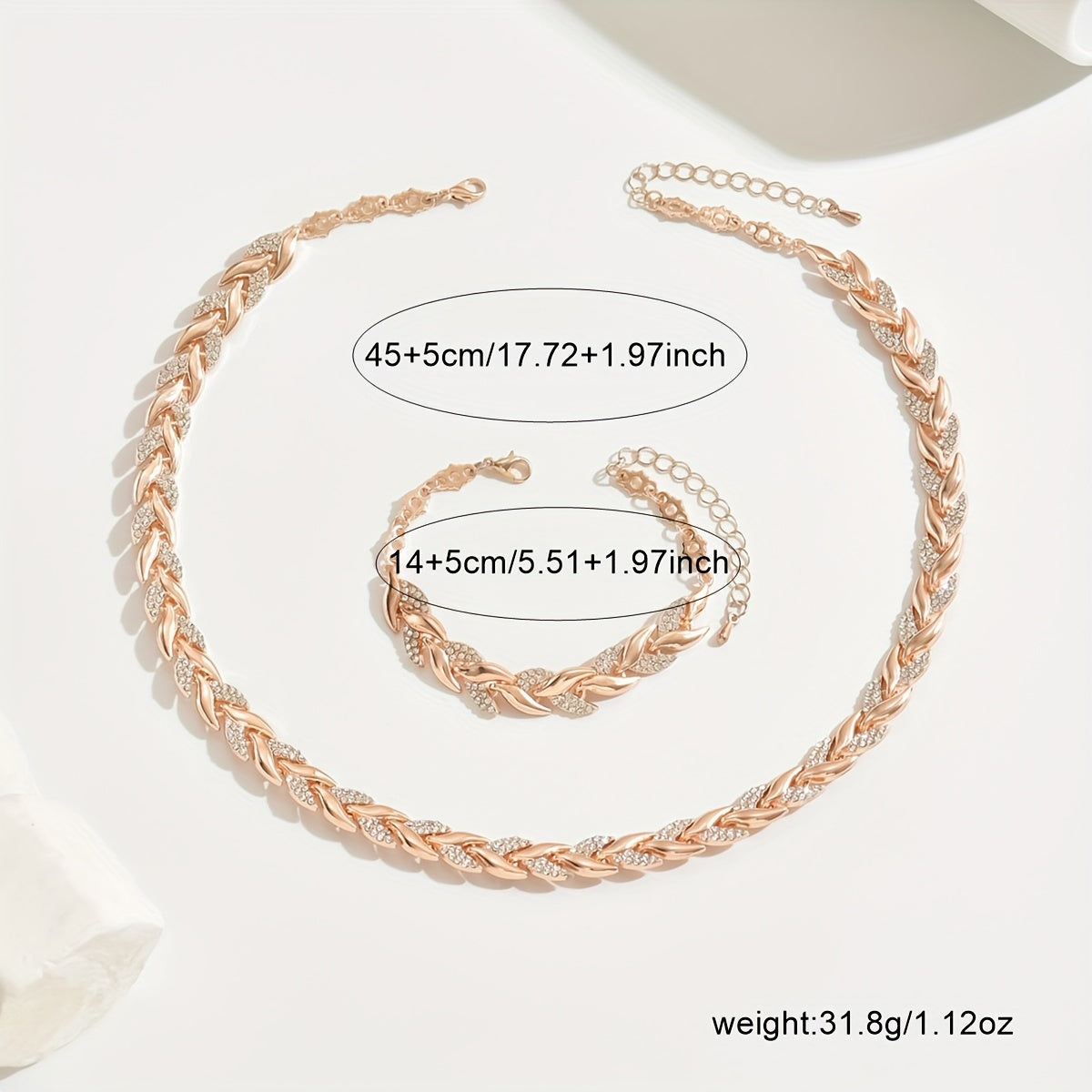 Elegantes Fischschwanz Set mit Glas Strasssteinen