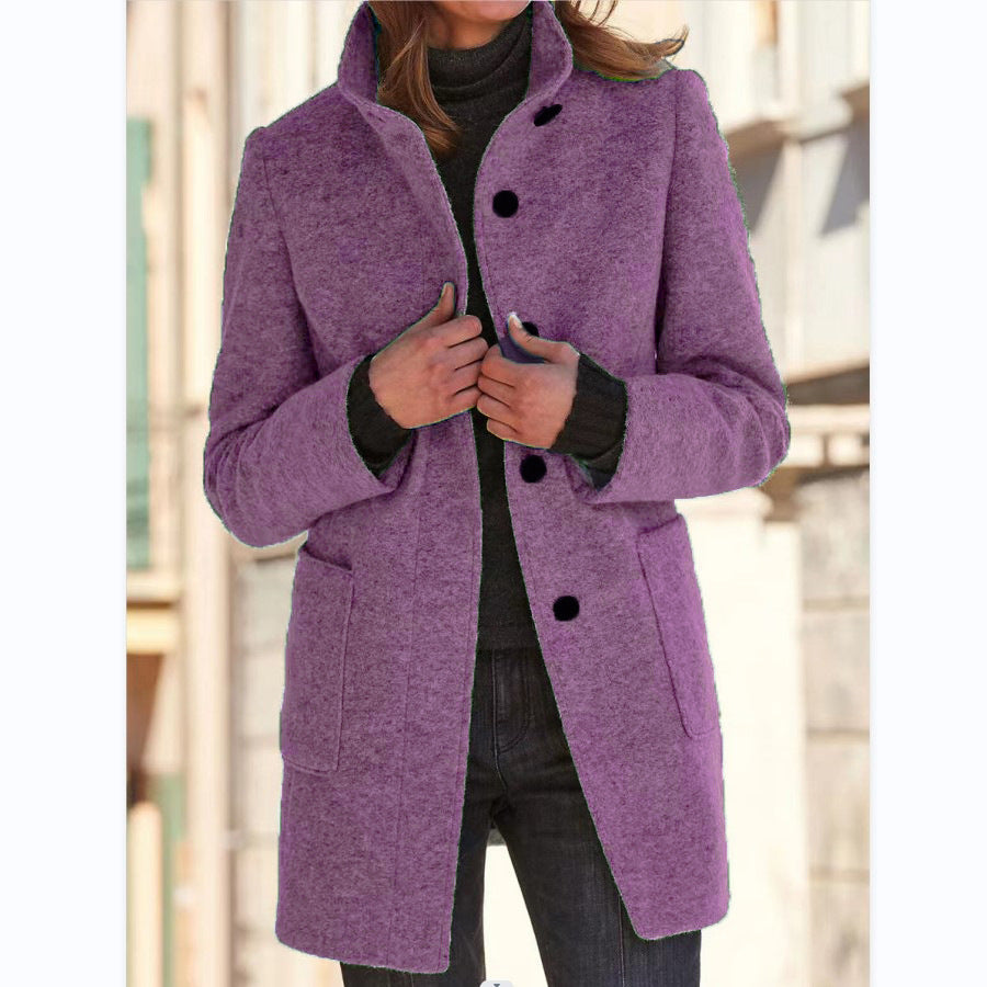 Willbach – Retro Frauen-Windjacke mit Knöpfen und Stehkragen