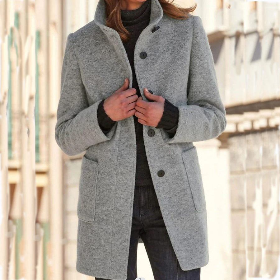 Willbach – Retro Frauen-Windjacke mit Knöpfen und Stehkragen