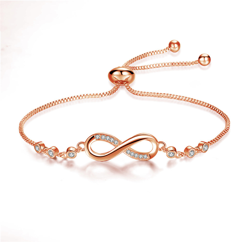 Schickes roségoldenes Infinity Armband, verstellbar