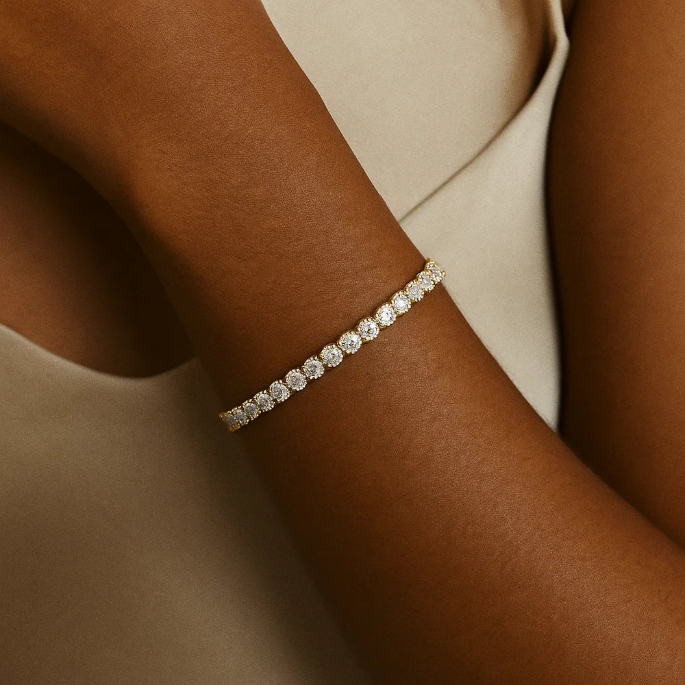 Vergoldetes Tennisarmband mit Moissanit