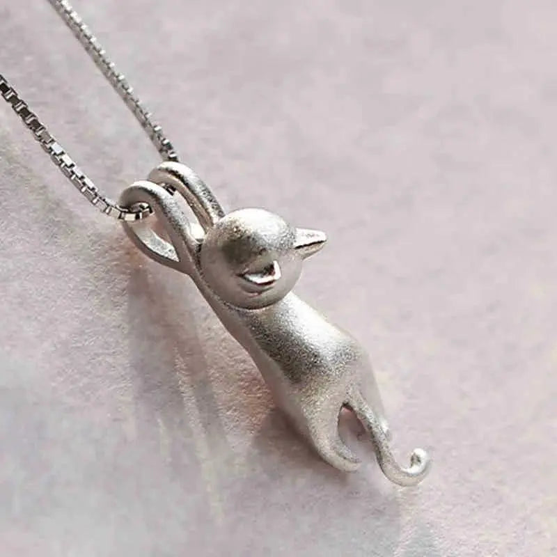 Verspielte Katzen Halskette aus Sterlingsilber