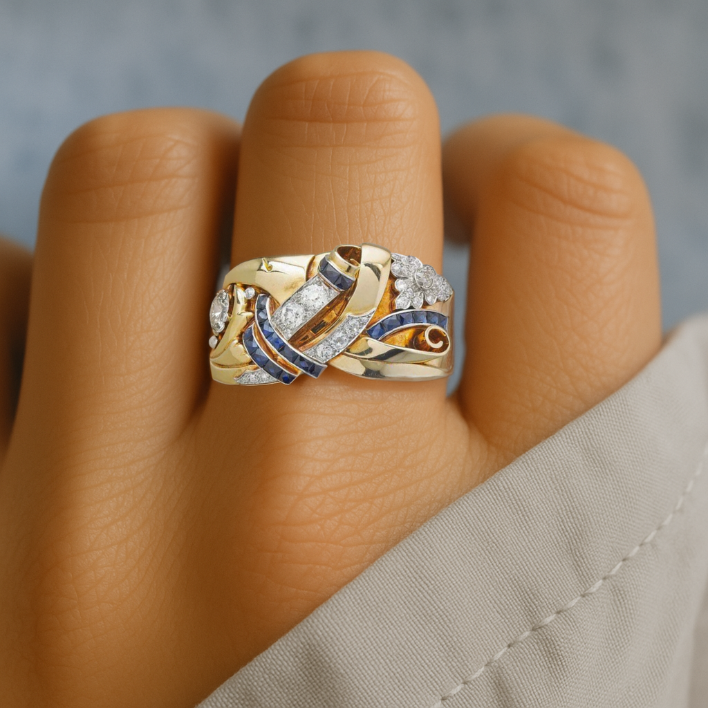 Goldener Vintage Zirkonia Ring