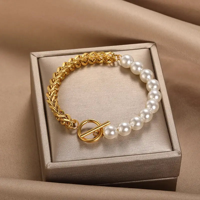 Elegantes Gold-Perlen Armband
