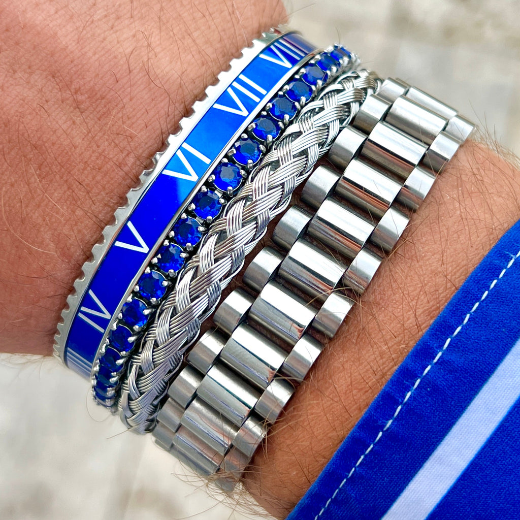 Roman Speed armband silver blue bezel style
