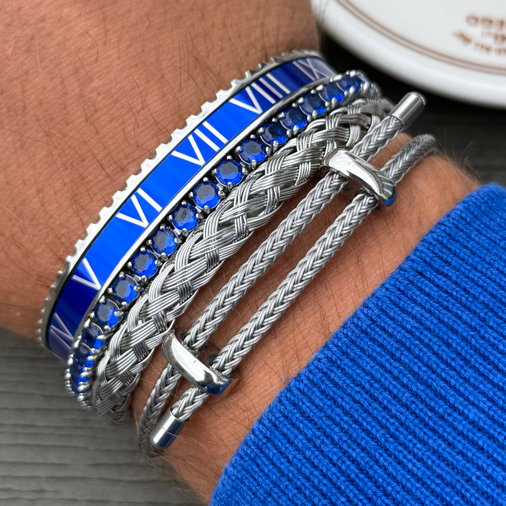 Roman Speed armband silver blue bezel style