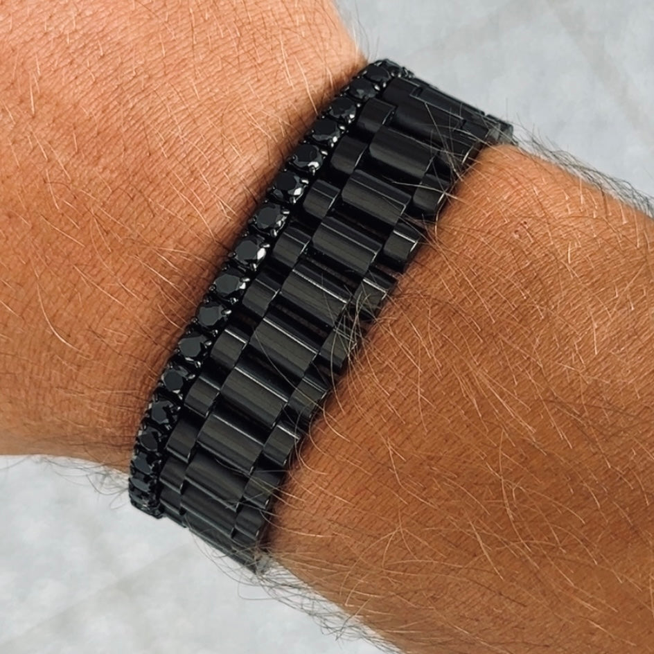 Tennisarmband – Komplett Schwarz