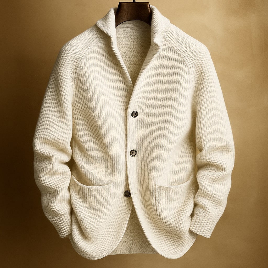 Gerippte Wollstrick Cardigan