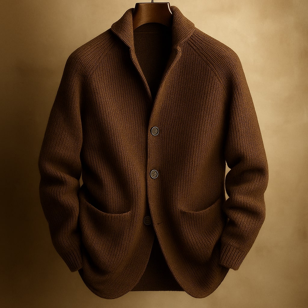 Gerippte Wollstrick Cardigan