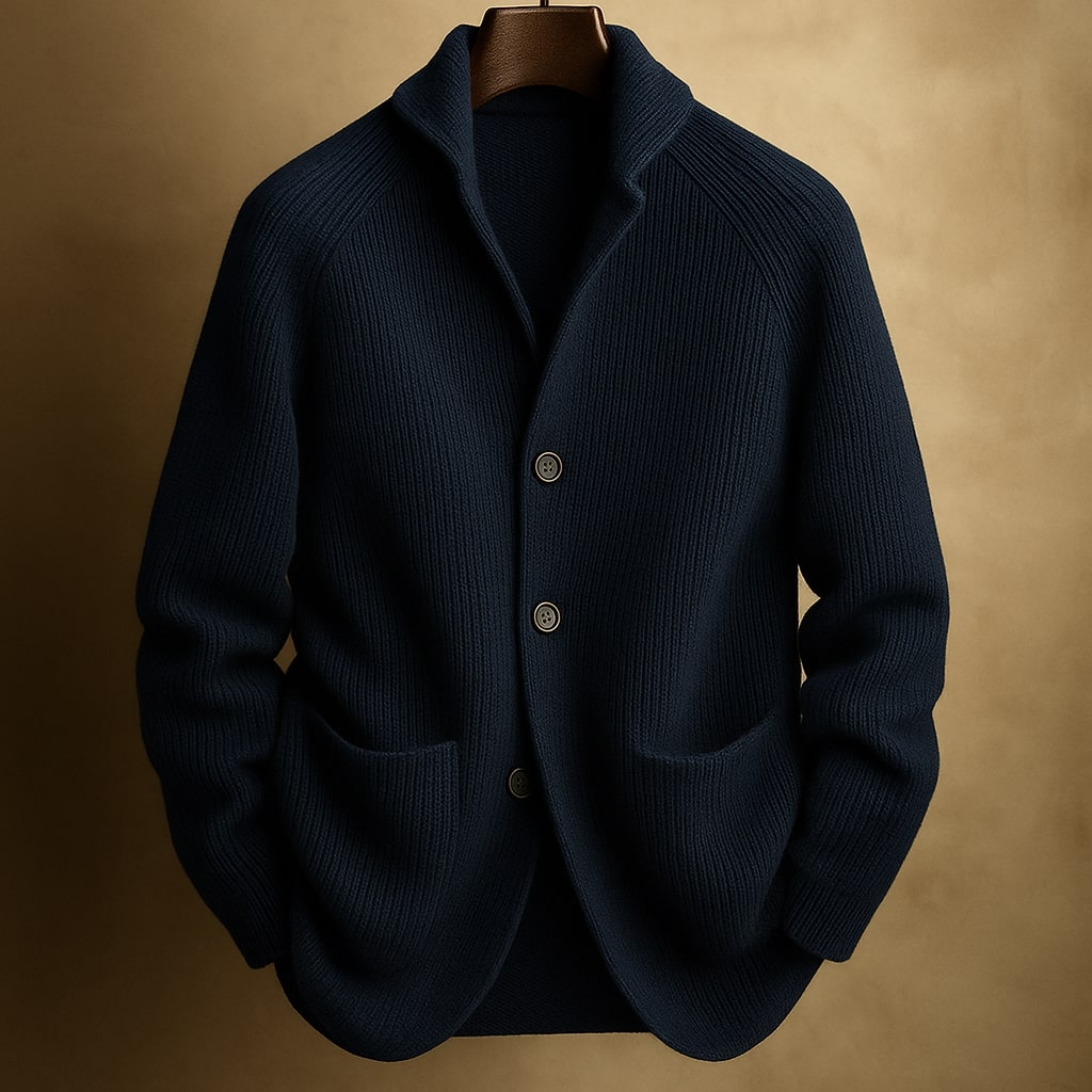 Gerippte Wollstrick Cardigan