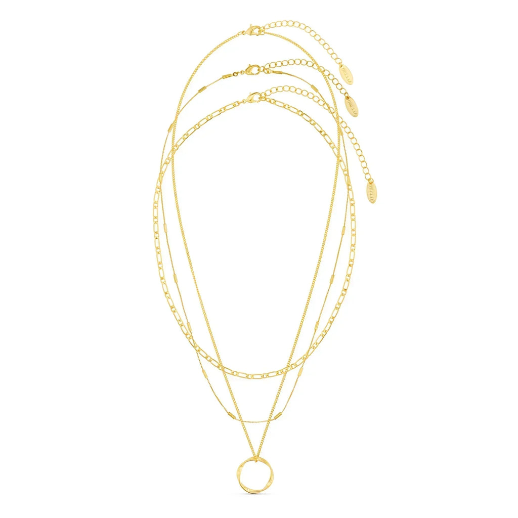 Goldene dreireihige Halskette mit offenem Kreis