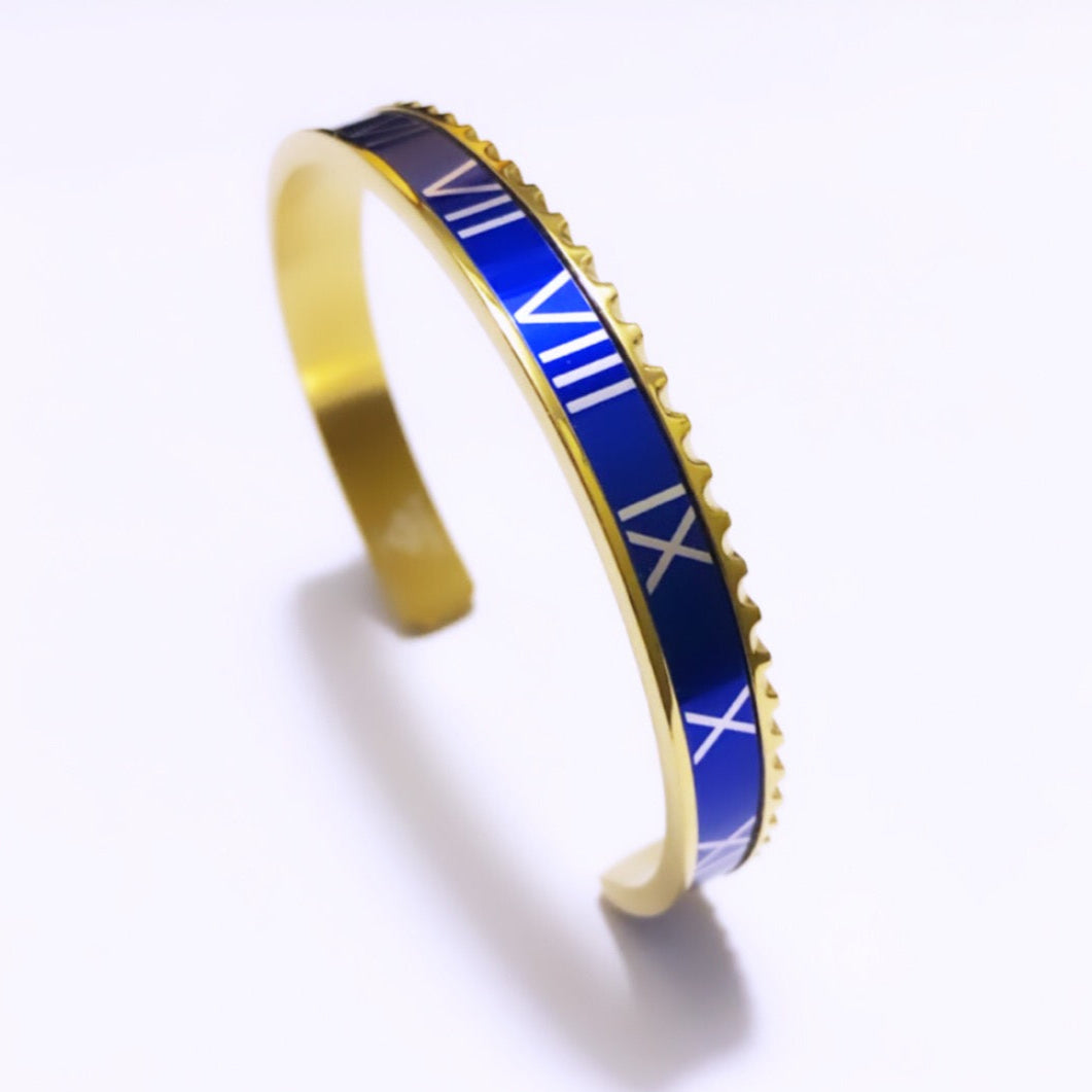 Roman Speed Armband – Gold-Blau Bezel-Stil