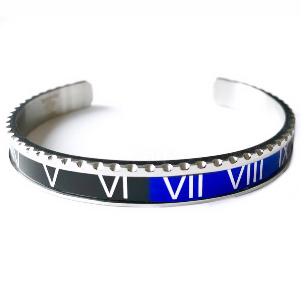 Roman Speed armband silver blue and black bezel style