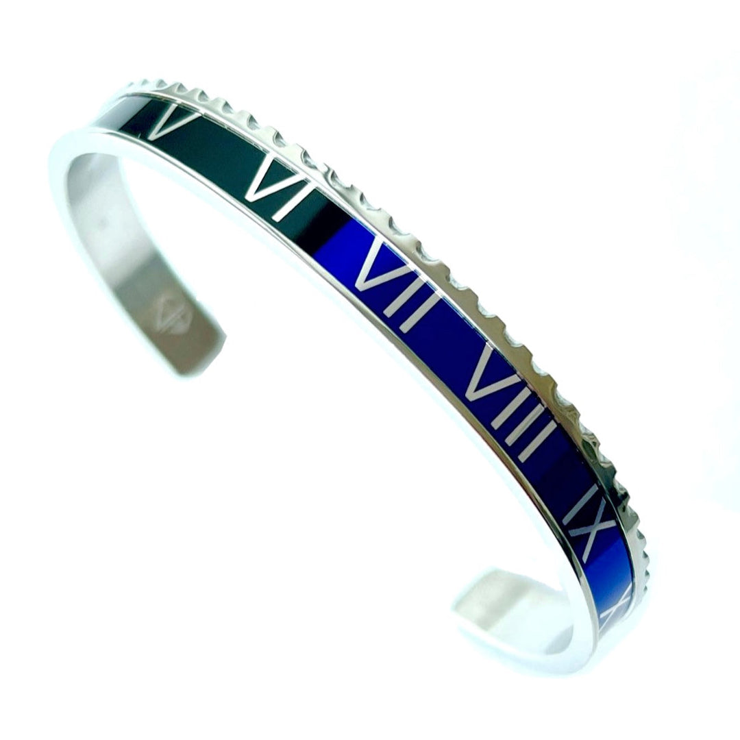 Roman Speed armband silver blue and black bezel style