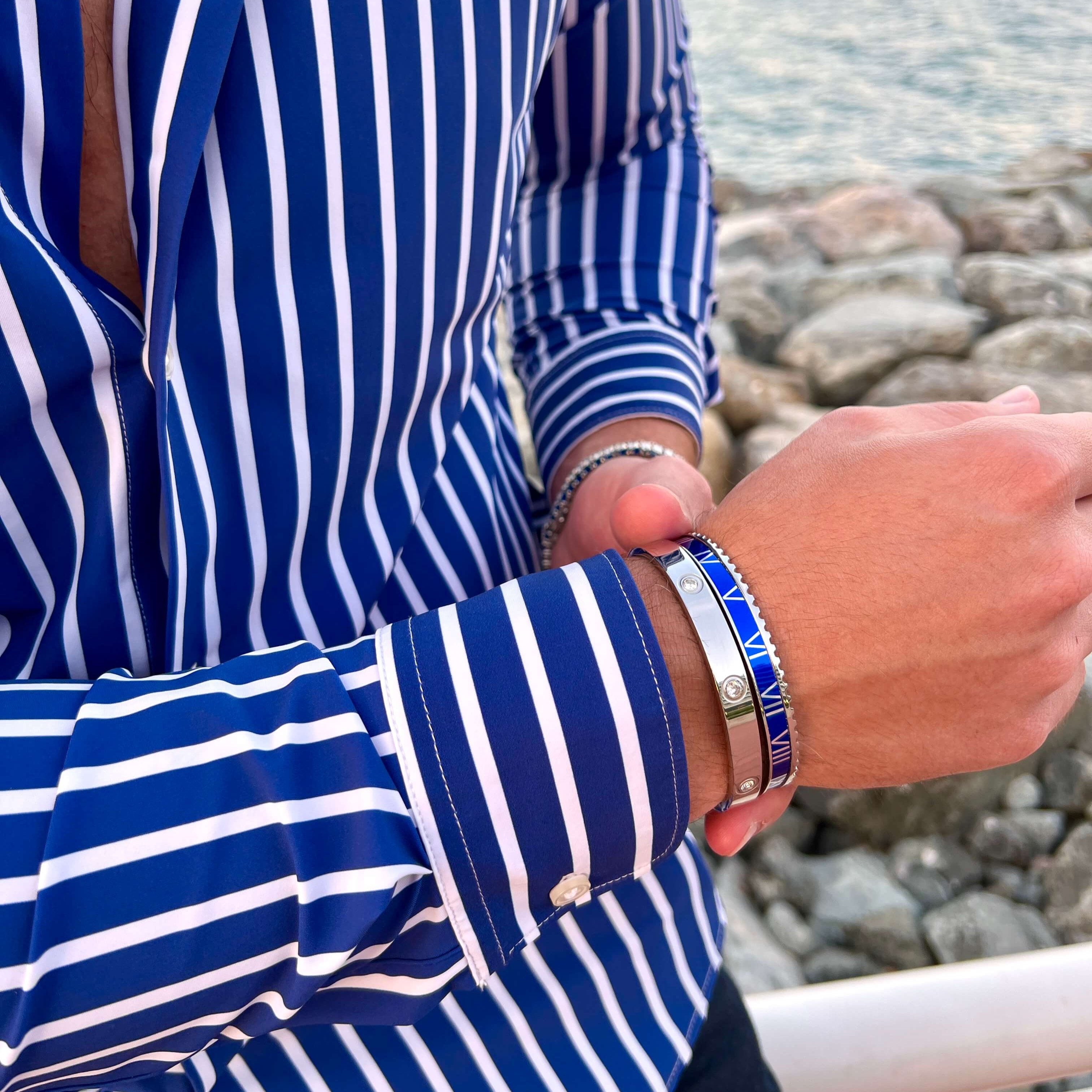 Roman Speed armband silver blue bezel style