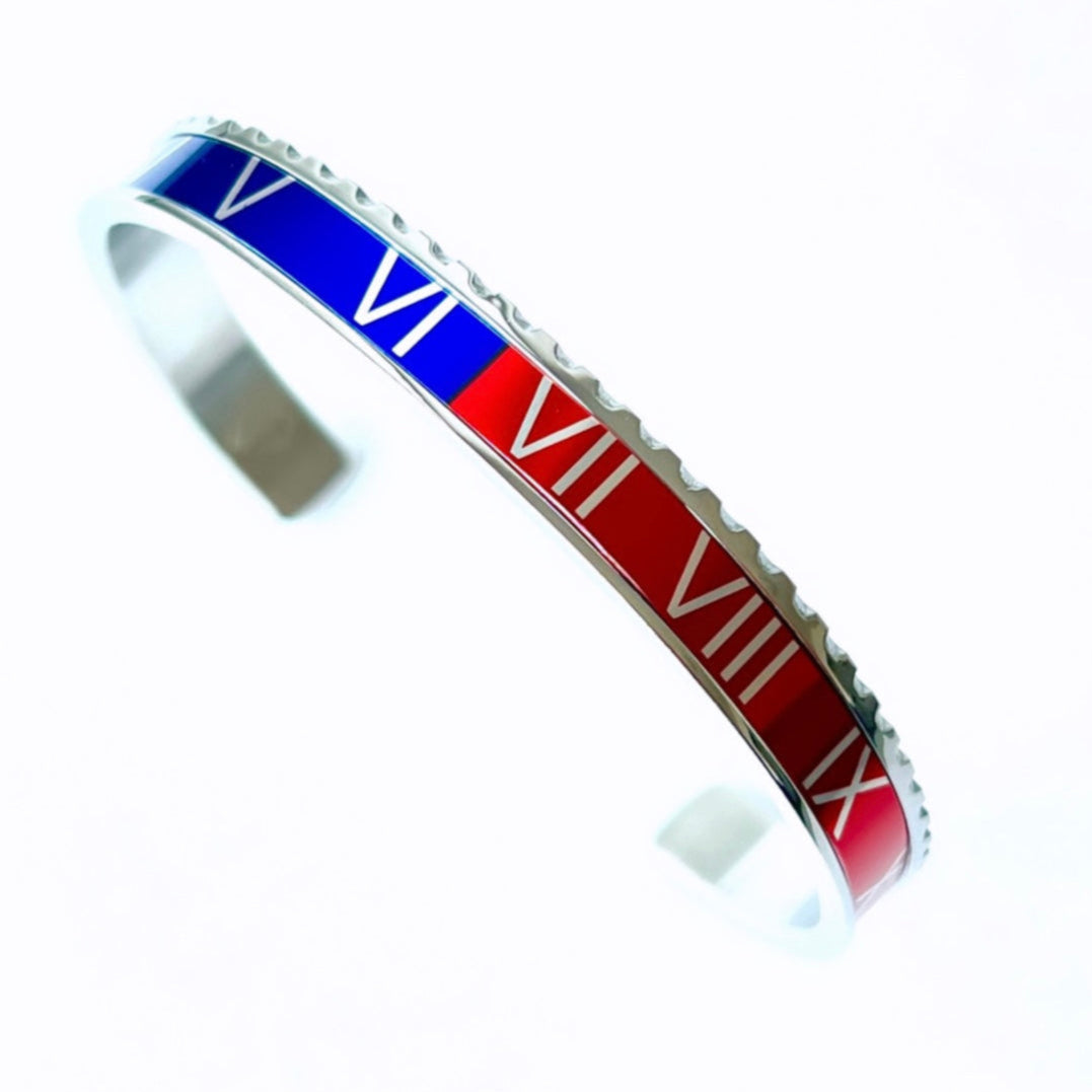Roman Speed armband silver red and blue bezel style