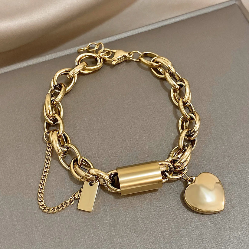 Massives Herzarmband in Gold
