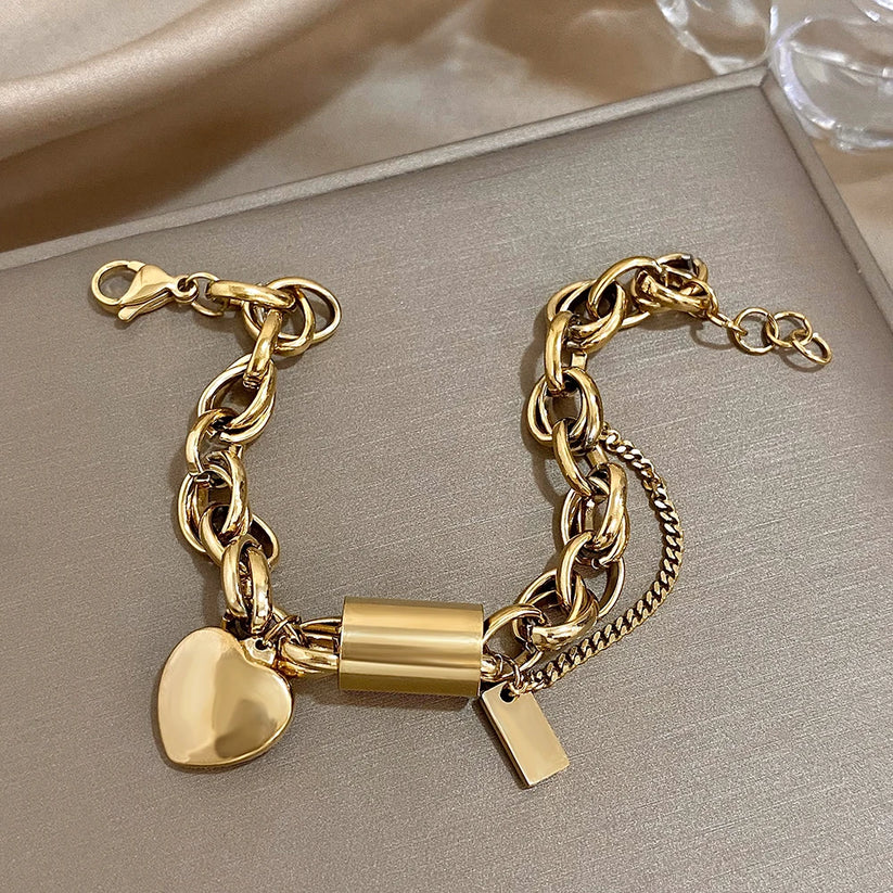 Massives Herzarmband in Gold