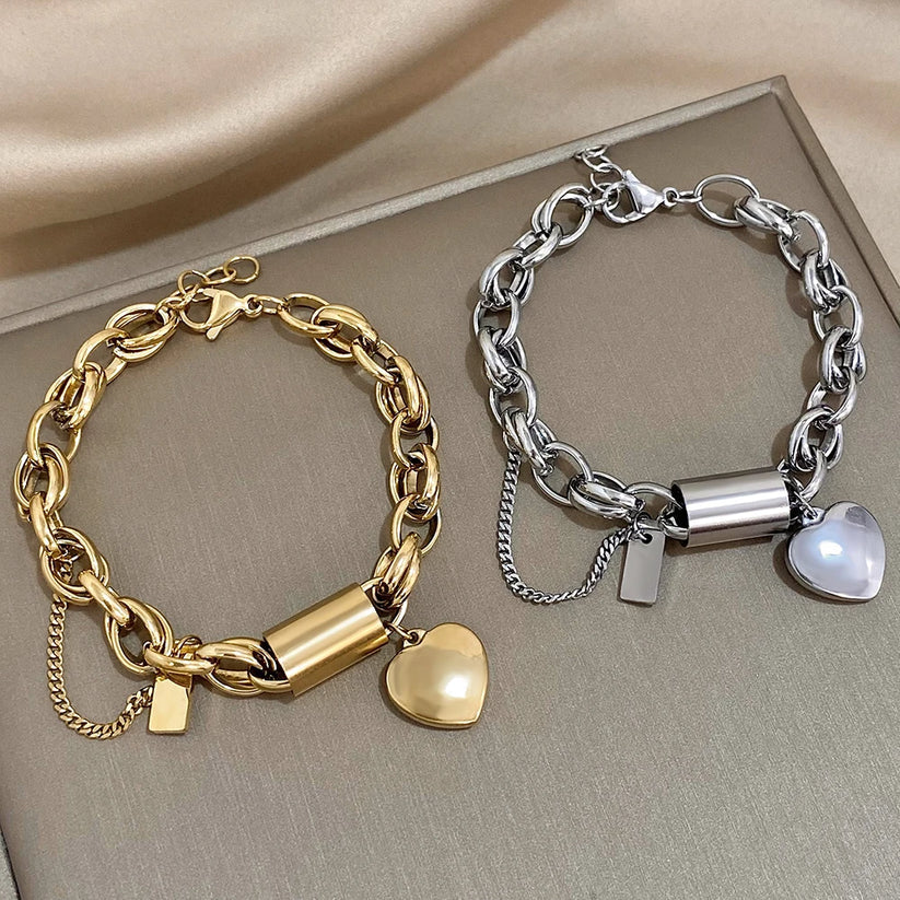 Massives Herzarmband in Gold