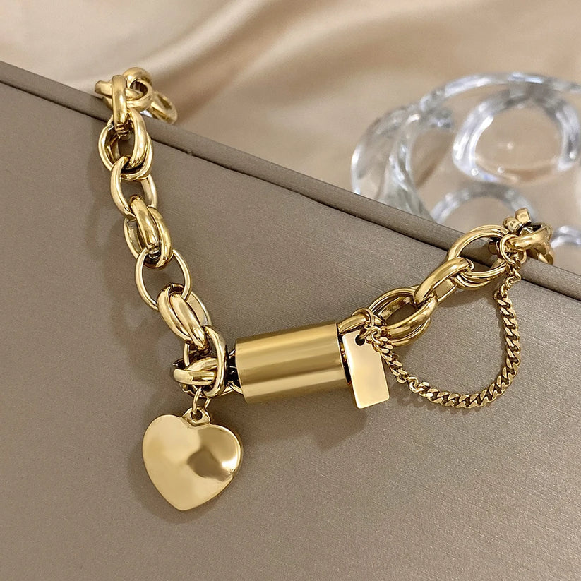 Massives Herzarmband in Gold