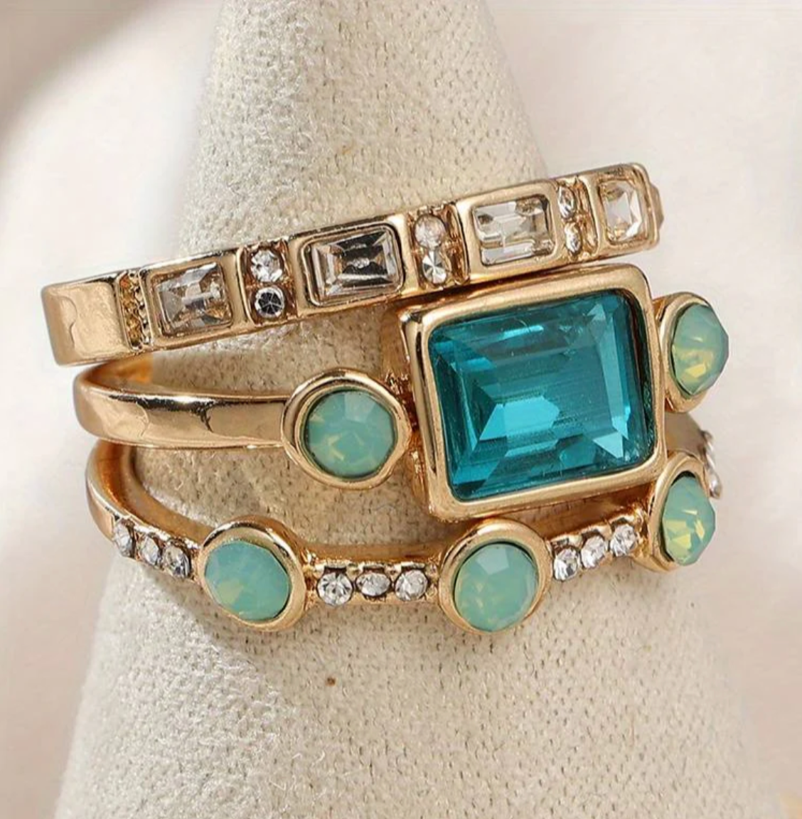 Klassisches Vintage Kristall Ringset