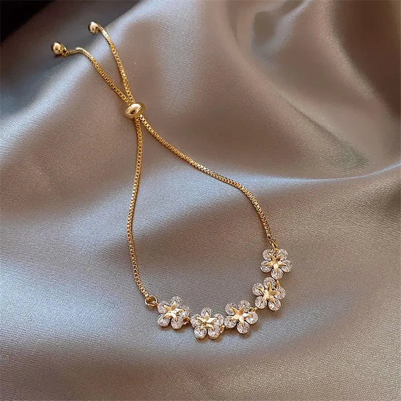 Kristall Gänseblümchen Armband in Gold