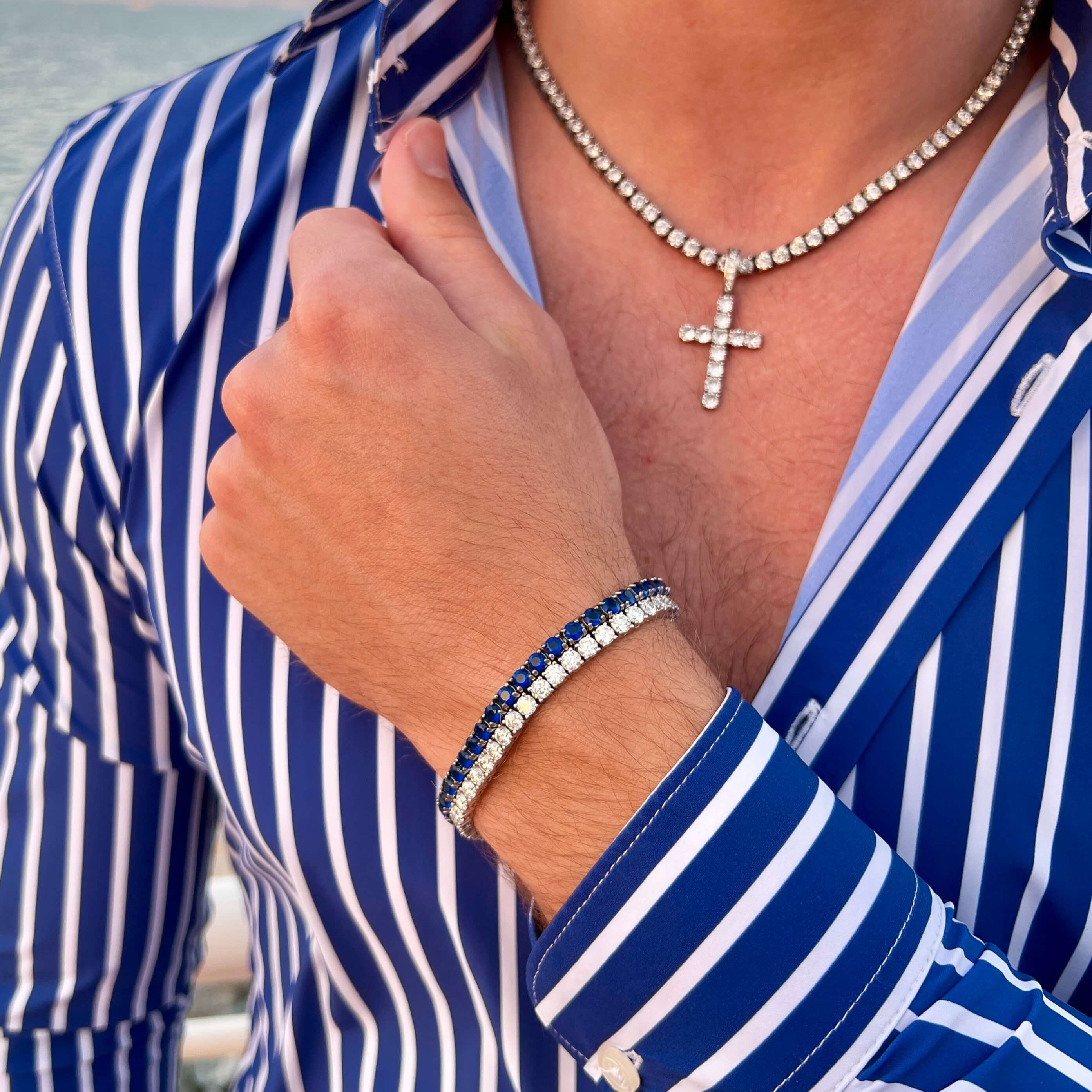 Tennisarmband mit blauen Steinen – 4 mm breit