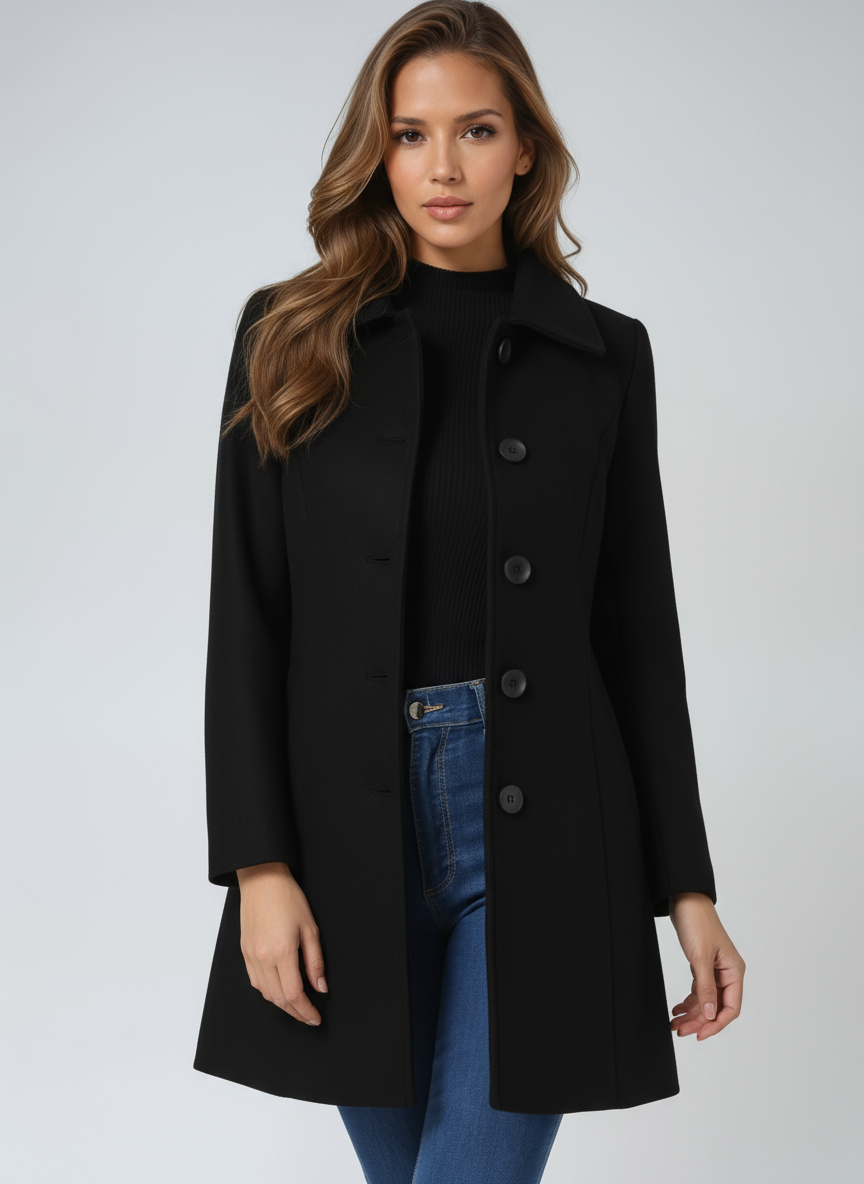 Damen Winter Trenchcoat mit Ein Knopf Leiste