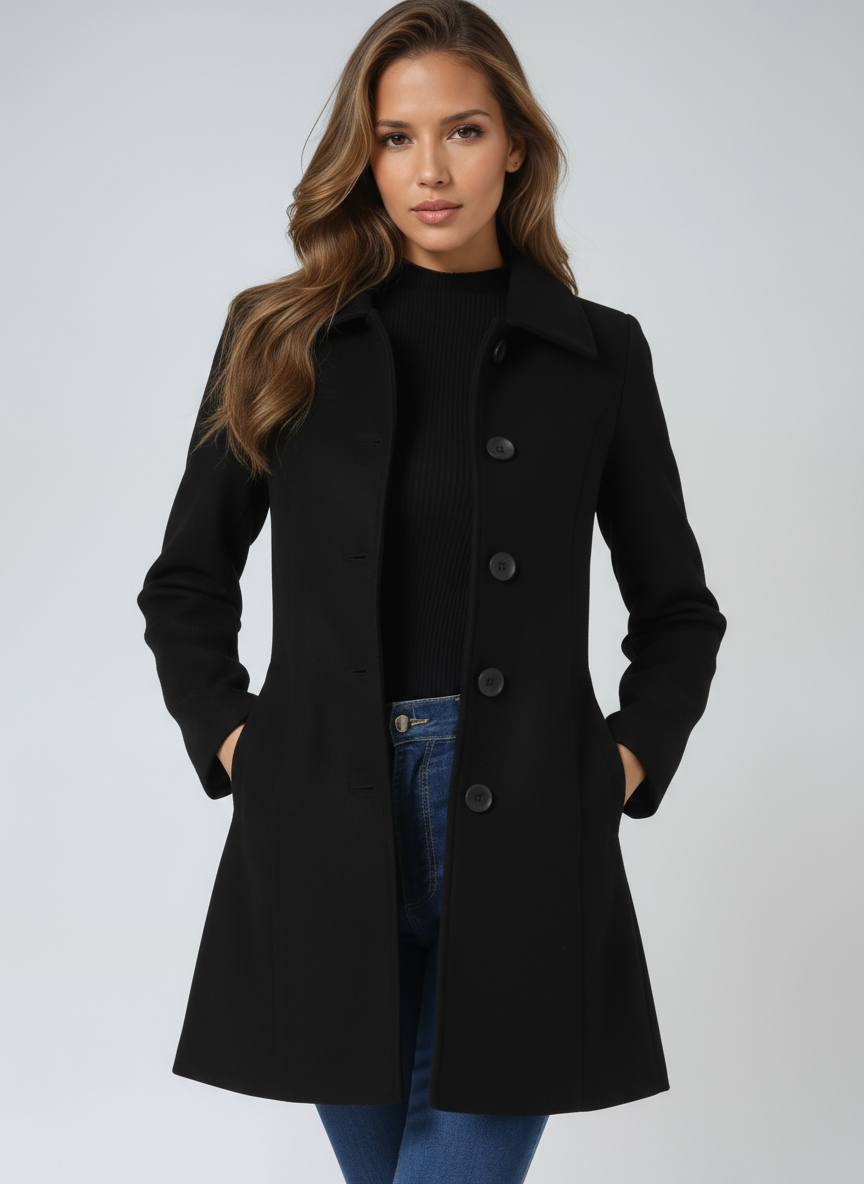 Damen Winter Trenchcoat mit Ein Knopf Leiste
