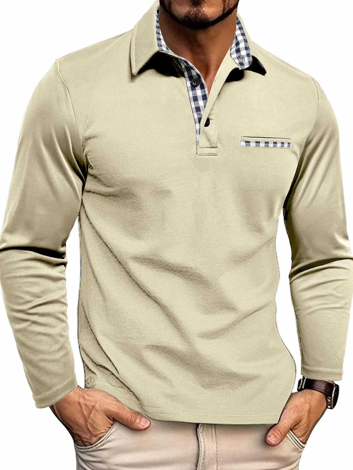 Langarm Poloshirt