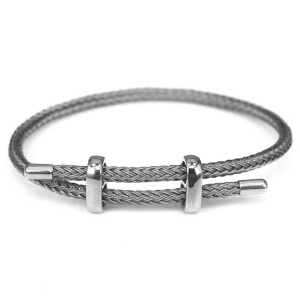 Woven steel rope armband silver edition