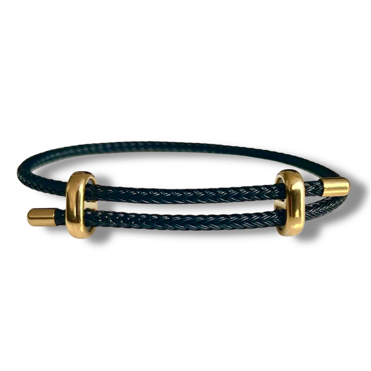 Woven steel rope armband black