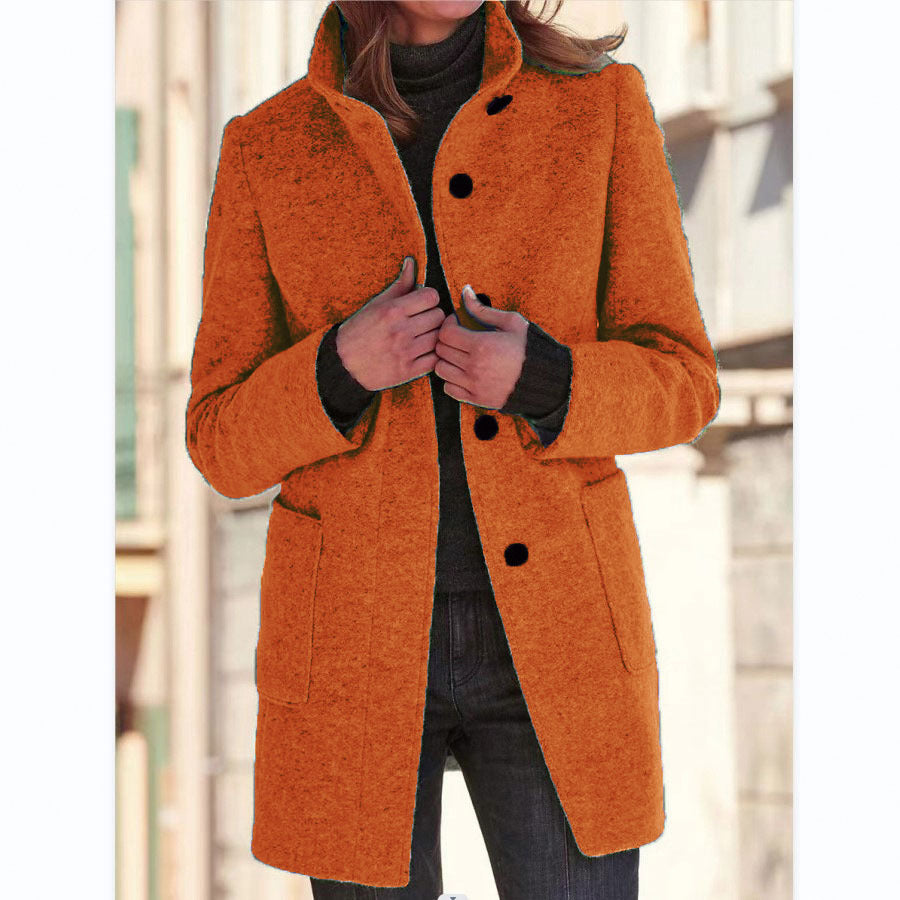 Willbach – Retro Frauen-Windjacke mit Knöpfen und Stehkragen