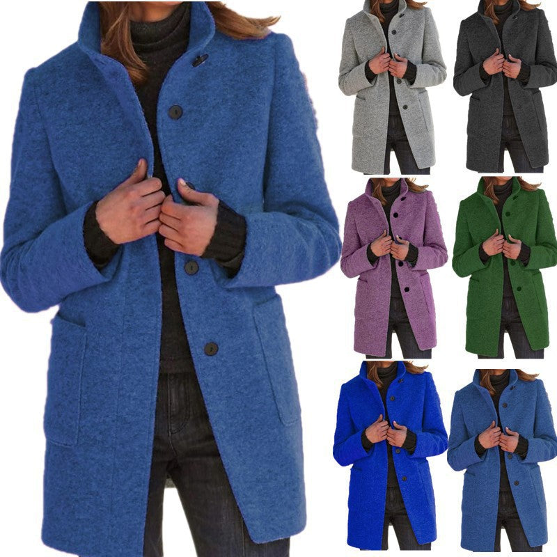 Willbach – Retro Frauen-Windjacke mit Knöpfen und Stehkragen