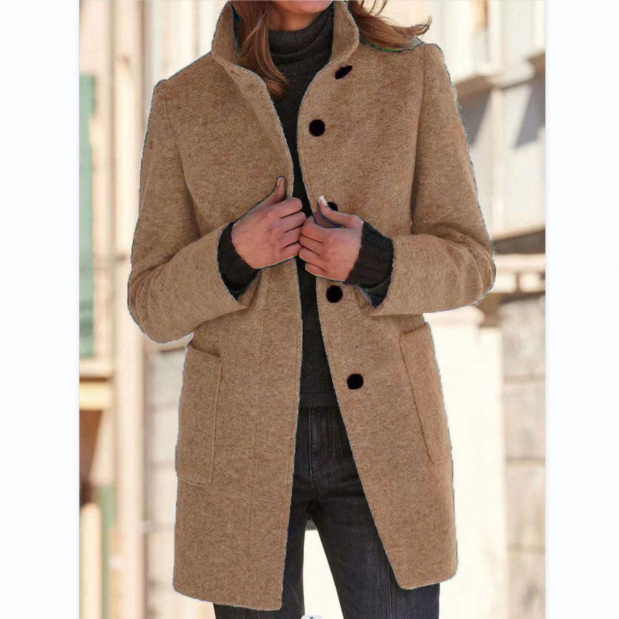 Willbach – Retro Frauen-Windjacke mit Knöpfen und Stehkragen