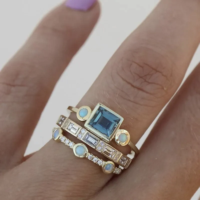 Klassisches Vintage Kristall Ringset