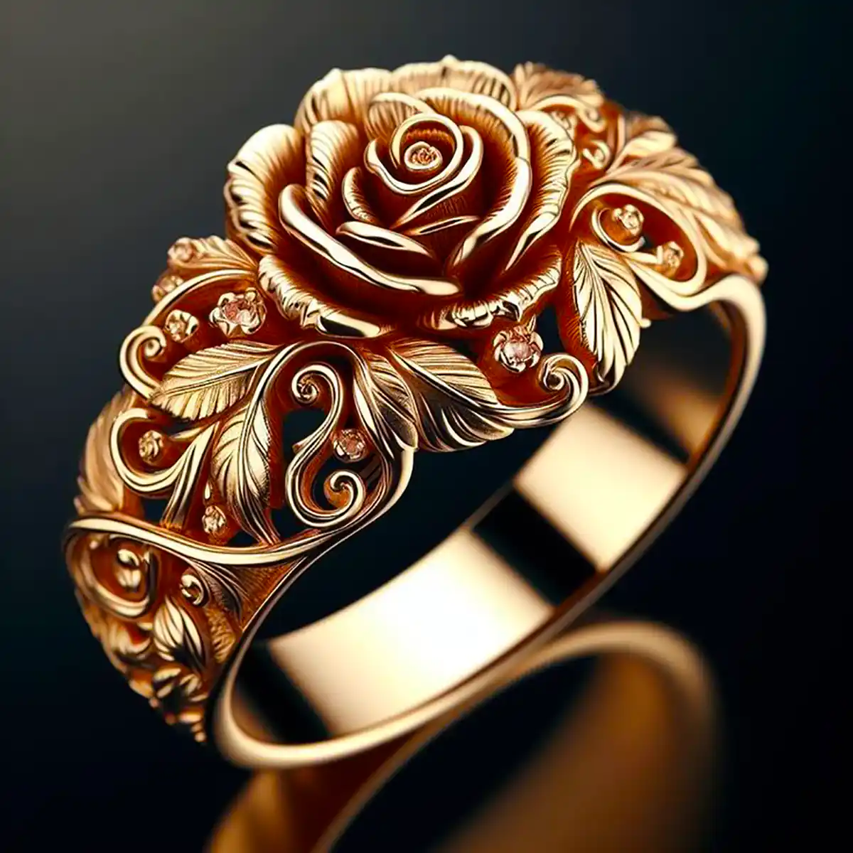 Goldring mit Blumenmotiv