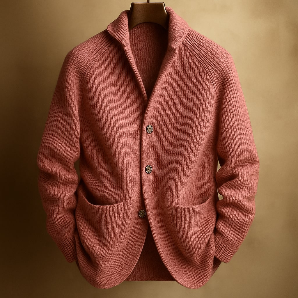 Gerippte Wollstrick Cardigan