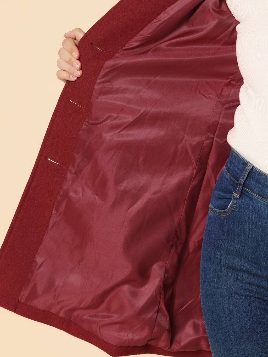 Damen Winter Trenchcoat mit Ein Knopf Leiste