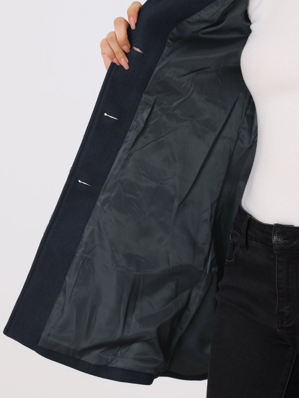 Damen Winter Trenchcoat mit Ein Knopf Leiste